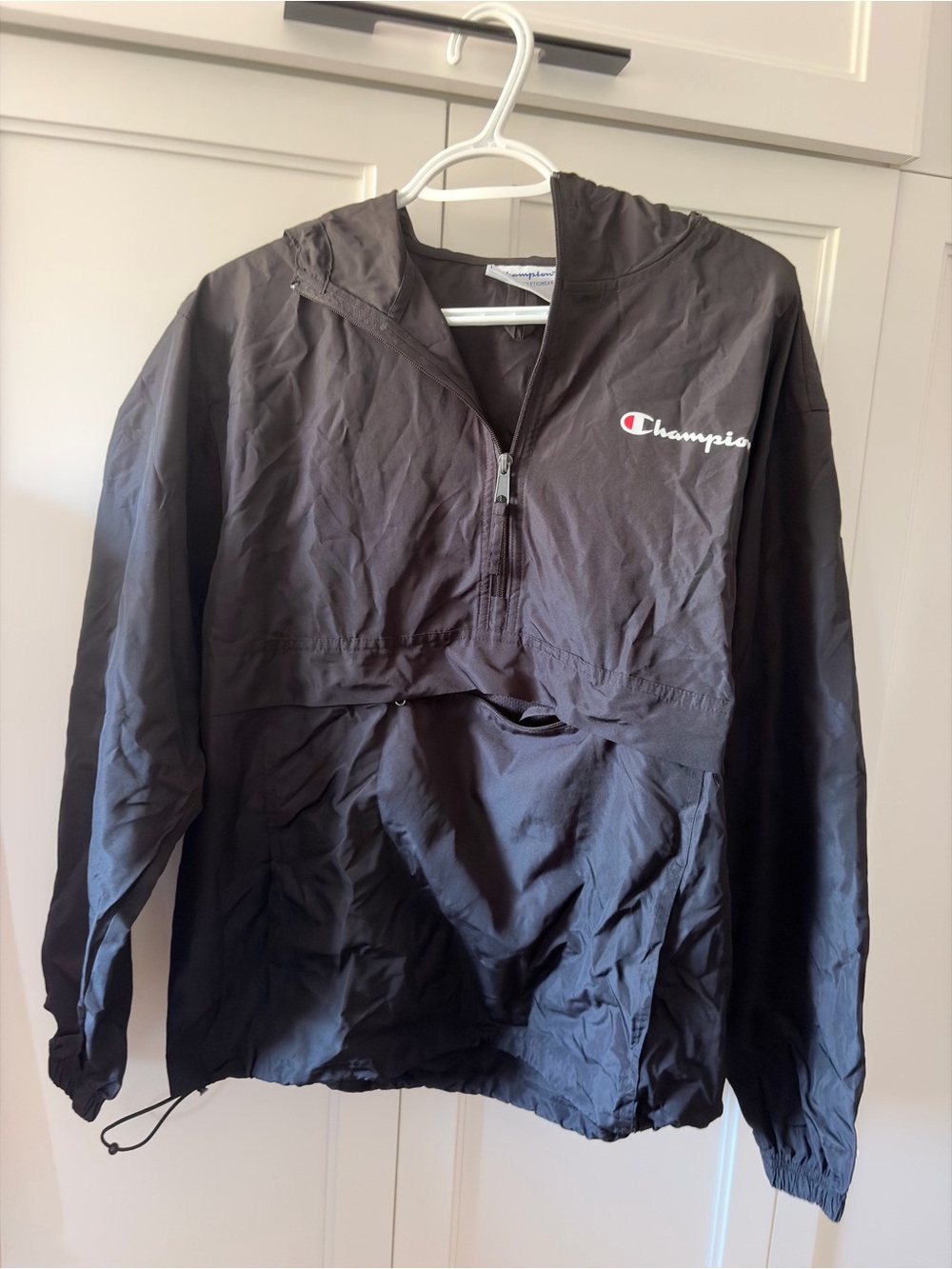 Champion Black Athletic Jacket with Logo Tag packable